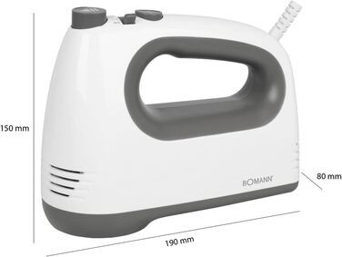 Ручний міксер Bomann HM 6054 CB, 400 Вт, 5 швидкостей, турборежим, насадки з нержавіючої сталі, підходить для посудомийної машини