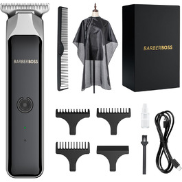 BarberBoss Машинка для стрижки бороди і волосся для чоловіків, тример для обличчя з T-подібним сталевим лезом, компактний і потужний, USB-зарядка, QR-2090