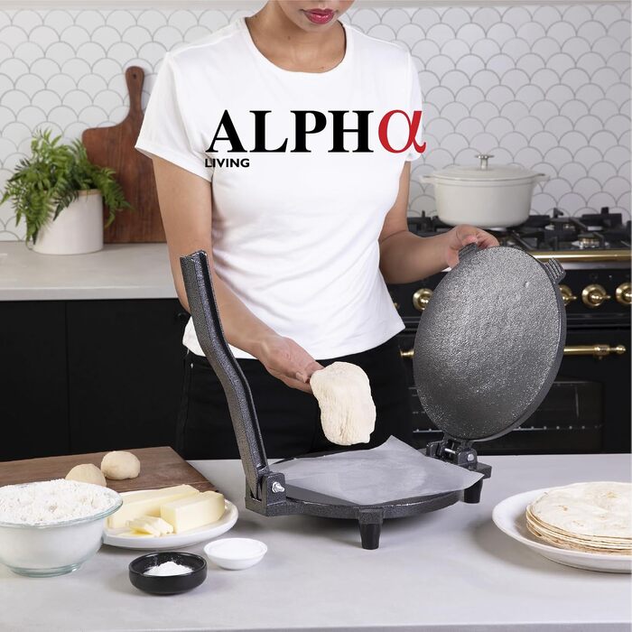 Чавунна форма-прес для тортильї та кесадій ALPHA LIVING 51056, 25.4 см — професійний пристрій для випікання емпанада та лепешок