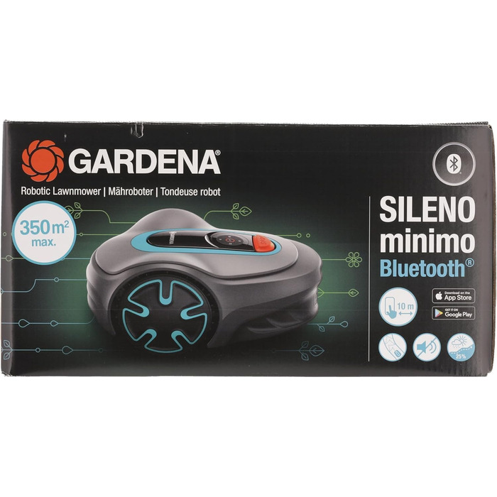 Робот-газонокосарка Gardena SILENO minimo 350 м², інтелектуальна, з Bluetooth-додатком, програмована, для газону