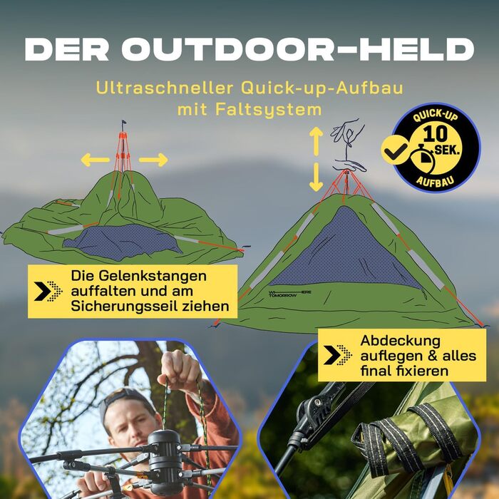 Намет Lumaland Outdoor Pop Up купольний для 2-3 осіб, швидкорозкладний, для кемпінгу, подорожей, фестивалів, 215x195x120 см, з сумкою для перенесення