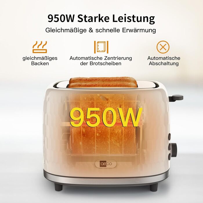Тостер aeco toastlab Elite 2 відділення, підставка для булочок, широкі слоти, 6 рівнів підсмажування, 10 програм, 850 Вт, LCD-дисплей, функція підняття, розморожування, піддон для крихт