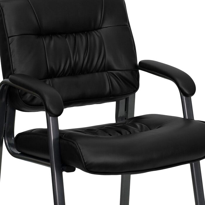 Крісло-табурет Haeger від Flash Furniture з шкіри, з рамою титаново-сірого кольору з порошковим покриттям, чорне, шкіряне сидіння/титановий каркас