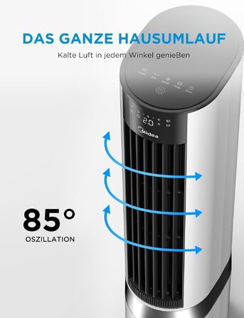 Мобільний випарний охолоджувач повітря Midea Sensicool 7л з сенсорним дисплеєм (білий)