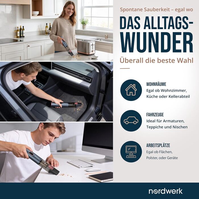 Акумуляторний ручний пилосос Nordwind Flex для дому та автомобіля, бездротовий