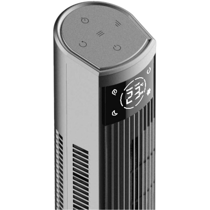 Вентилятор вежний Cecotec EnergySilence 9090 Skyline Ionic 119 см, 45 Вт, з іонізатором, LED сенсорним екраном, пультом ДУ, 3 режими, таймер 12 год, коливання 70°, сірий