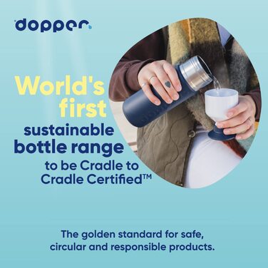 Термос Dopper Insulated Breaker Blue 580 мл – термочашка з нержавіючої сталі, для кави, чаю, подвійні стінки, не протікає, зберігає холод до 24 годин, тепло до 9 годин