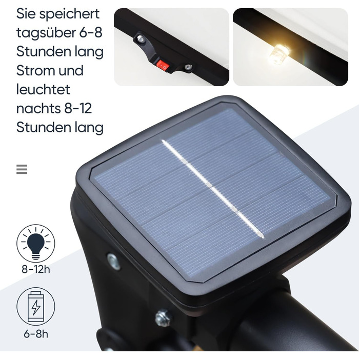 Сонячна LED парасоля Sekey 300 см для саду, кремова, з УФ-захистом 50+, на сонячних батареях, міцна та стійка