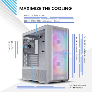 Ігровий корпус Lian Li LANCOOL 216 білий, E-ATX, з підсвіткою RGB, 2x160 мм вентилятори, Midi Tower