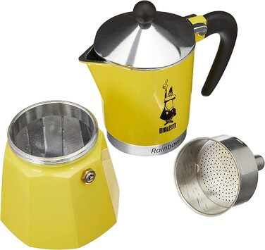 Кавоварка Bialetti Rainbow 4983, алюмінієва, жовта, на 6 чашок