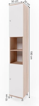 Пенал для ванної Vicco Fynn, білий/дуб сонома, 30x190 см