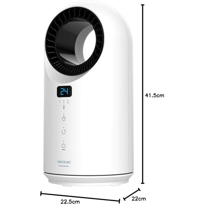 Конвектор Cecotec Warm 8400 Bladeless Connected: безлопатевий, WiFi, 1500W, сенсорне управління, LED, 3 режими, таймер, безпека