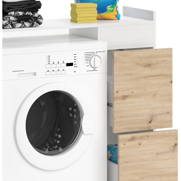 Шафа для пральної машини Vicco Alf, білий/дуб, 99x98 см, з 2 шухлядами