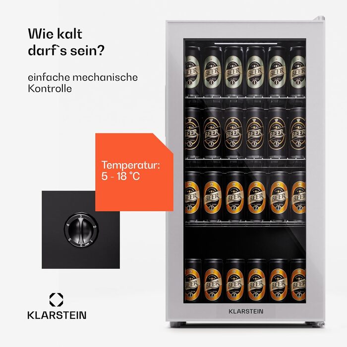 Klarstein Getränkekühlschrank: міні-холодильник для напоїв 74L з кварцовим охолодженням, 3-10°C, для офісу, кемпінгу та відпочинку на природі