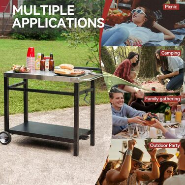 Royal Gourmet Grillwagen: Робочий стіл-гриль для барбекю на відкритому повітрі 85x50 см (нержавіюча сталь)