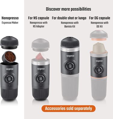 WACACO Nanopresso - портативна кавомашина для еспресо, 18 Bar, ручне керування, для подорожей, червона