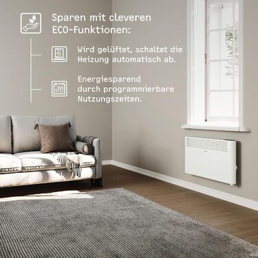 Електричний конвектор STIEBEL ELTRON CNS 2000 Plus LCD, 2 кВт, для 25 м², білий, енергозберігаючий, металевий корпус, LCD-дисплей, тижневий таймер, TÜV сертифікат