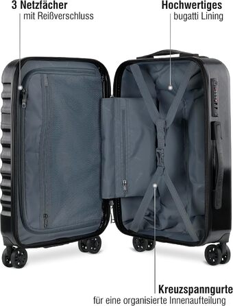 Валіза Bugatti Corium з жорстким корпусом 56x38x21,5 см, 30 л, 4 колеса, TSA-замок, шампань