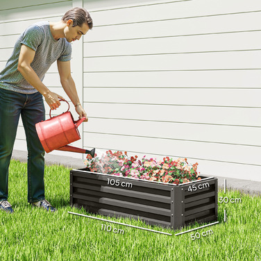 Набір з 2-х металевихRaised Beds (Високих Грядок), Відкритий Дно, Для Саду та Балкону, 110x50x30 см, Темно-сірий
