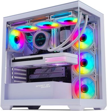 Корпус для ПК Spirit of Gamer Spark Arctic, ігровий Mid Tower, сумісний з ATX/MATX/MITX, з акваріумним дизайном, 6 ARGB вентиляторів 120 мм, загартоване скло 4 мм спереду та збоку