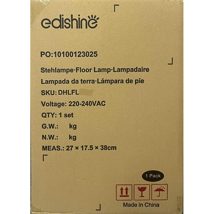 Торшер EDISHINE LED для вітальні, димований, E27, лампа для читання з лляним абажуром і пультом, підлоговий світильник з 3 режимами кольору, вінтажний для спальні, чорний