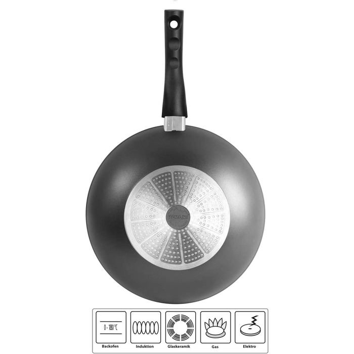 Wok STONELINE Flex 30 см з антипригарним покриттям, знімна ручка, для індукції, без олії, з кам'яними частинками, вироблено в Німеччині