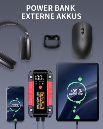 Powerbank для автомобіля Starthilfe: 6000A, 12V, для бензину та дизеля, LED-ліхтарик