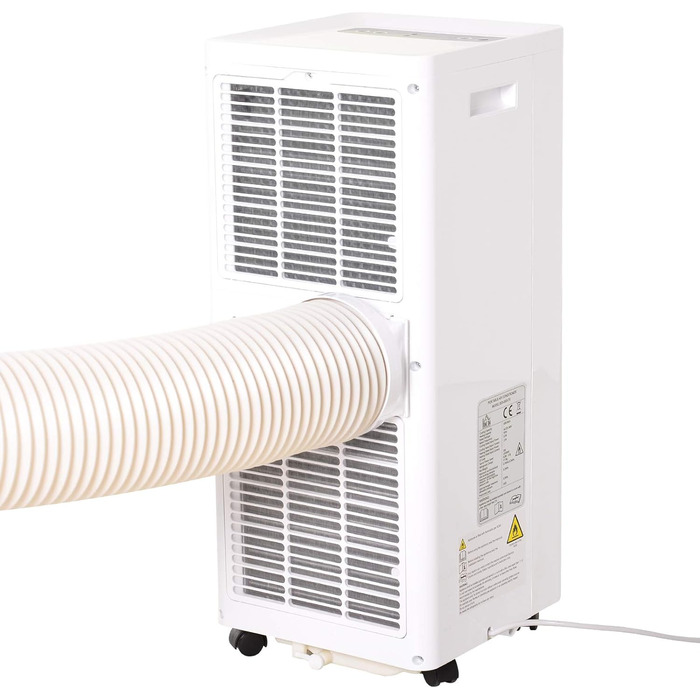 Переносний кондиціонер HOMCOM 7000BTU, 3-в-1: охолодження, осушення, вентиляція, з пультом ДУ, таймером, для 10-15 м², білий