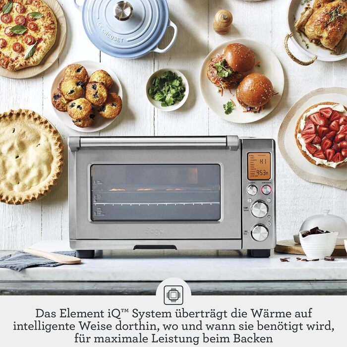 Sage Smart Oven Pro - Електрична міні-піч з 10 функціями: випічка, смаження, гриль, підігрів, тости. 2400 Вт, для піци до 30 см, цілого курчати, нержавіюча сталь
