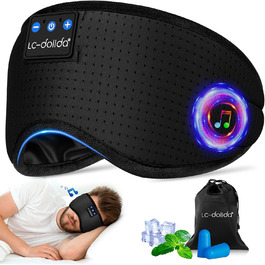 LC-dolida маска для сну з Bluetooth-навушниками, маска для сну для жінок і чоловіків, бавовняна очна маска, що переться, з мікрофоном для подорожей, сну, йоги, медитації