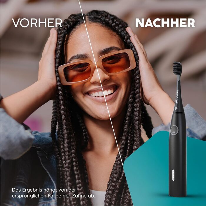 Електрична звукова зубна щітка happybrush® Eco Vibe 3+ – Чорний колір – 2 роки гарантії