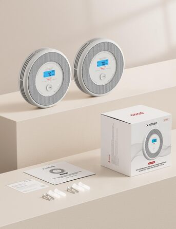 X-Sense XP0A-iR: Детектор диму та CO з голосовим оповіщенням та визначенням місця розташування, Wi-Fi, для 17 кімнат, сумісний з X-Sense Home Security App, набір 2 шт.