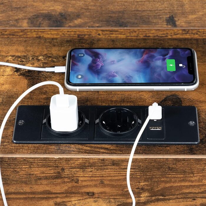 Тумба приліжкова HOOBRO з USB-зарядкою, 2 шухляди, темно-коричнева, 40x40x61 см, сучасна, для спальні та вітальні
