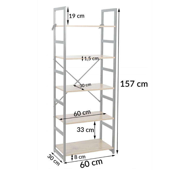 Стелаж Kontrasto, 60 x 157 x 30 см, дуб