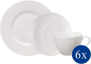 Набір кавового посуду Villeroy & Boch Basic White, 18 предметів, преміум порцеляна, сучасний сервіз для 6 осіб, білий