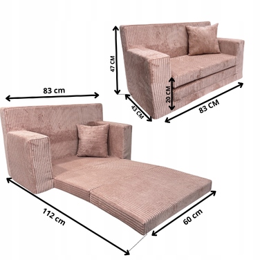 Диван Fortisline ROSALIA, 83 x 112 см, рожевий