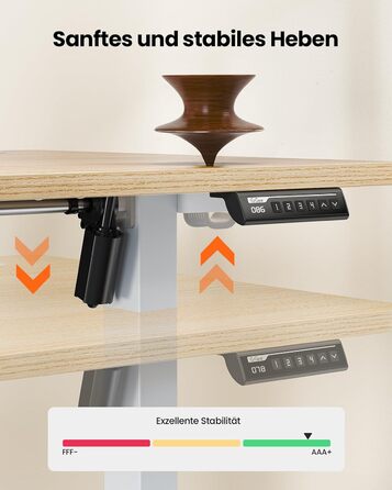 Електричний стіл ErGear 120x60 см, регульована висота, 4 пам'яті, геймерський стіл, 4-секційна бежева стільниця