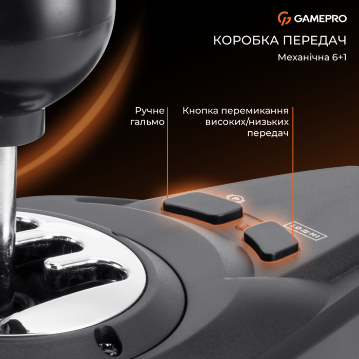 Ігрове кермо GamePro RW038PM з педалями та коробкою передач PC/XBOX360/XBOXONE/SWITCH/PS3/PS4