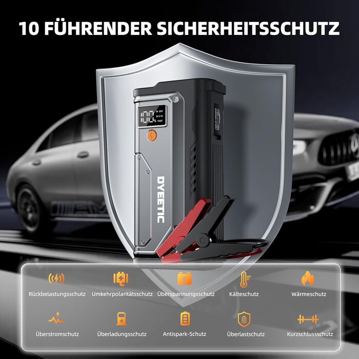 Powerbank Starthilfe 7000A: Автомобільний пусковий пристрій для 12V авто, бензин та дизель (до 12.0L), з LED ліхтариком та USB зарядкою