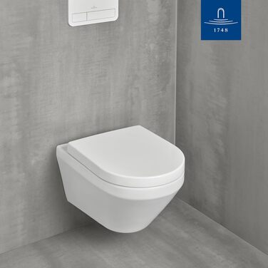 Сидіння для унітаза Villeroy & Boch Architectura D-подібне, біле глянцеве, з мікроліфтом (SoftClose), знімне, термостійкий дуропласт, оригінальна запчастина 98M9C101