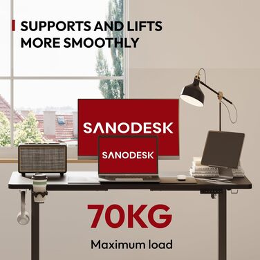 Електричний підйомний стіл SANODESK 200x80 см, ергономічний комп'ютерний стіл для роботи сидячи та стоячи з функцією пам'яті