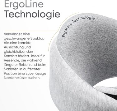 Подорожня подушка для шиї Proglobe Luxe з ефектом пам'яті (Memory Foam), з підтримкою підборіддя та компресійним чохлом, світло-сіра