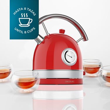 Електричний чайник Cecotec Thermosense 420 Vintage Light Red - 1.8 л, 2200 Вт, з термоіндикатором, червоний