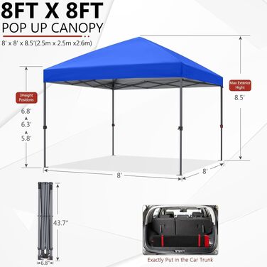 Павільйон садовий водонепроникний ABCCANOPY Pop-Up 2.4x2.4м синій для фестивалів та захисту від сонця