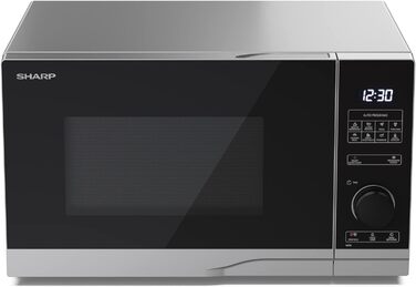 Мікрохвильова піч SHARP PS254AES, 900 Вт, 10 рівнів потужності, функція розморожування, 48,3x28,1x40,3 см, срібляста