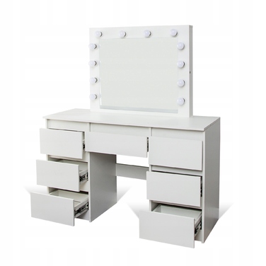 Туалетний столик ELDEN білий MDF з дзеркалом та шухлядами, 120x45x140 см