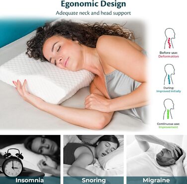 Ортопедична подушка для сну з піни Memory Foam з регульованою висотою, підтримка шиї, антихрап, знімний поліестеровий чохол