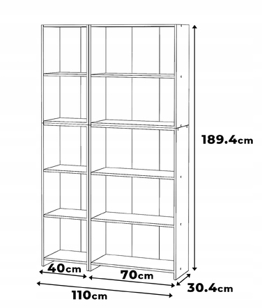 Стелаж Stiv-Meble 110 x 189,4 x 30,4 см, колір: дуб вотан