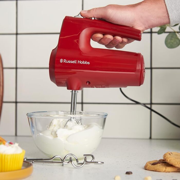 Міксер ручний Russell Hobbs Desire Red 350W з насадками для тіста та збивання, 5 швидкостей + імпульс