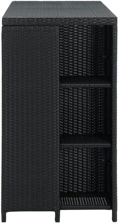 Барний стіл із полицею vidaXL, кухонний стіл-трансформер, чорний, 120x60x110 см, поліратан